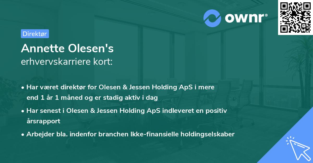 Annette Olesen's erhvervskarriere kort
