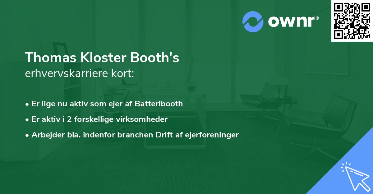 Thomas Kloster Booth's erhvervskarriere kort