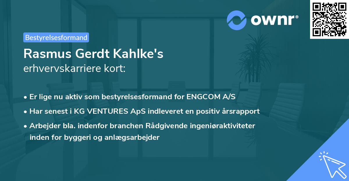 Rasmus Gerdt Kahlke's erhvervskarriere kort