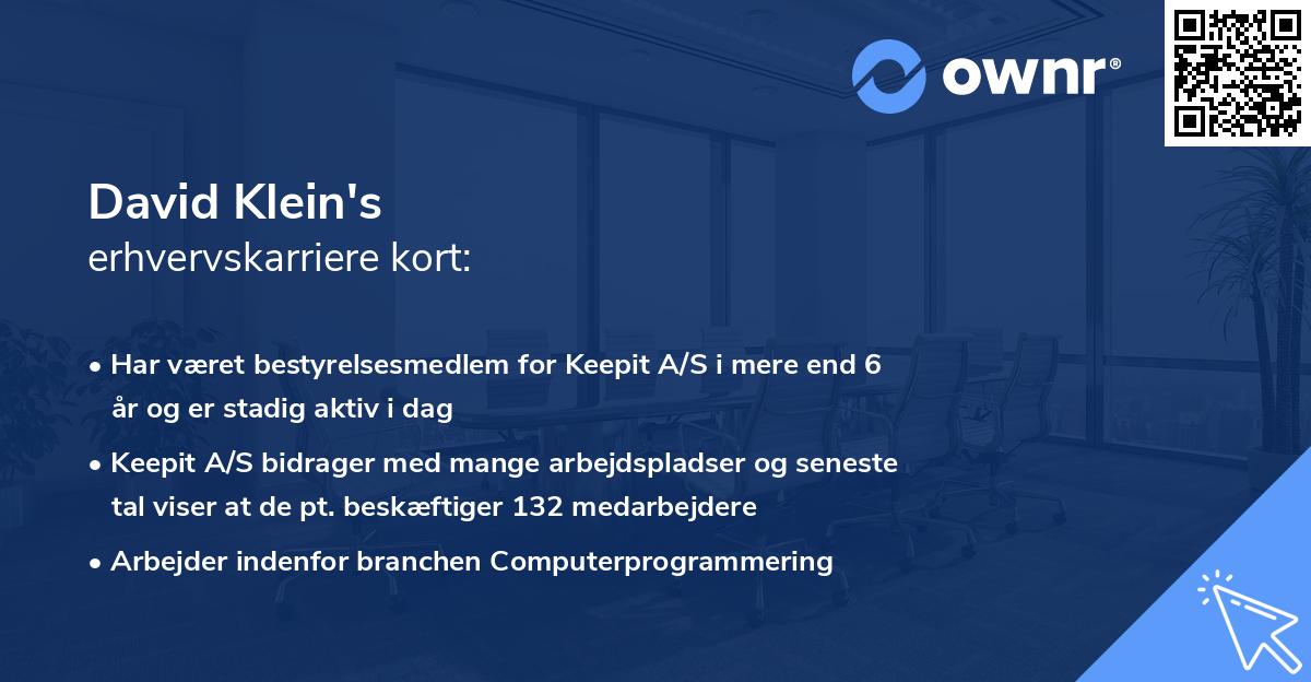 David Klein's erhvervskarriere kort