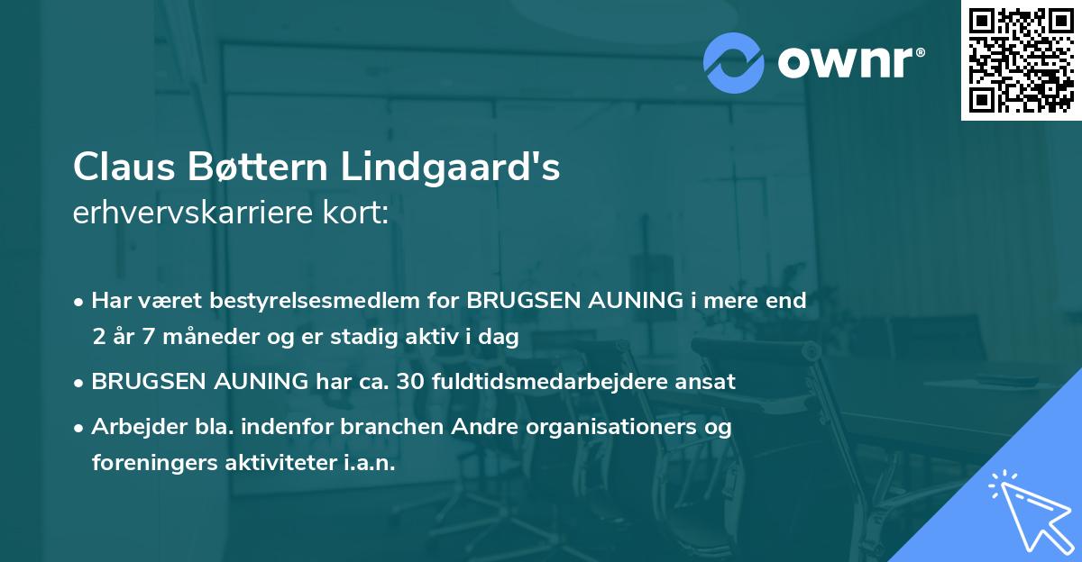 Claus Bøttern Lindgaard's erhvervskarriere kort