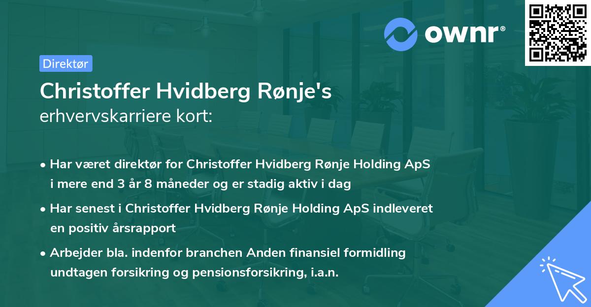 Christoffer Hvidberg Rønje's erhvervskarriere kort