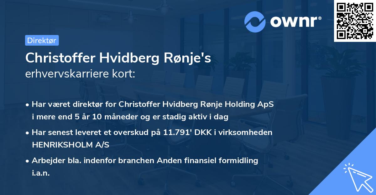 Christoffer Hvidberg Rønje's erhvervskarriere kort