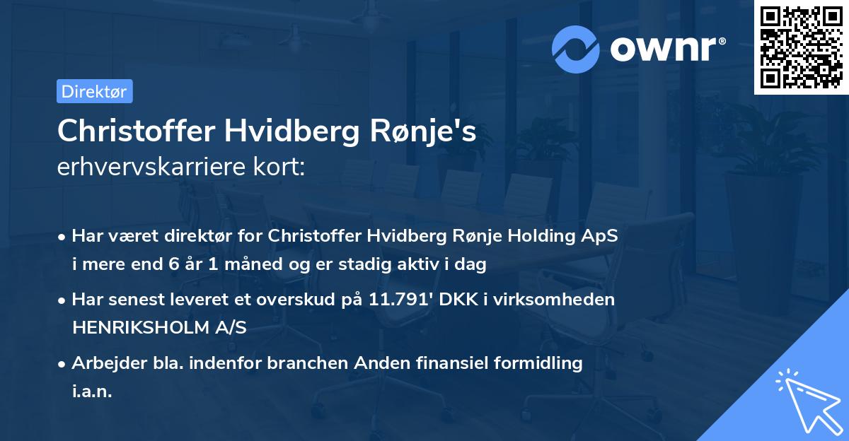 Christoffer Hvidberg Rønje's erhvervskarriere kort