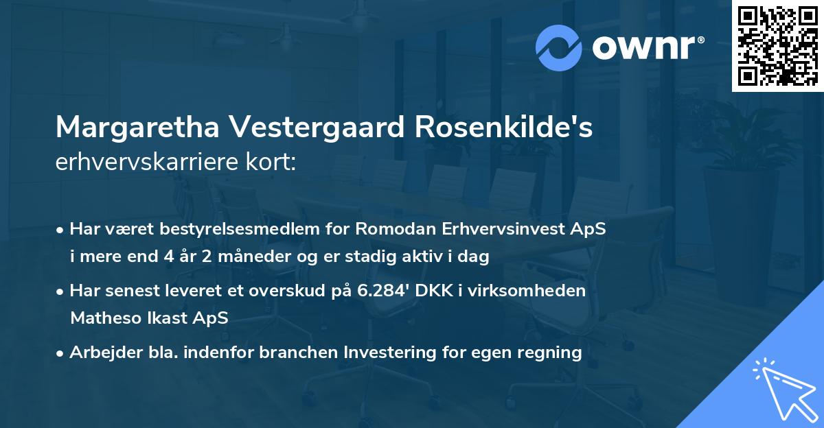 Margaretha Vestergaard Rosenkilde's erhvervskarriere kort