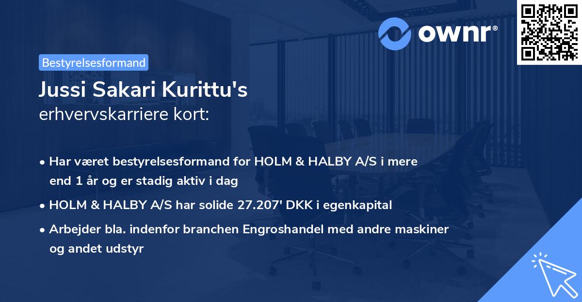 Jussi Sakari Kurittu's erhvervskarriere kort
