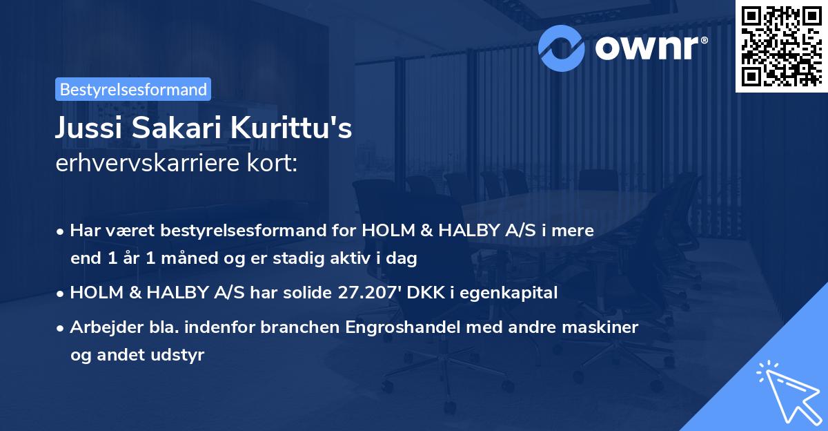Jussi Sakari Kurittu's erhvervskarriere kort