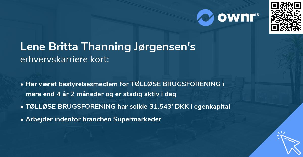 Lene Britta Thanning Jørgensen's erhvervskarriere kort