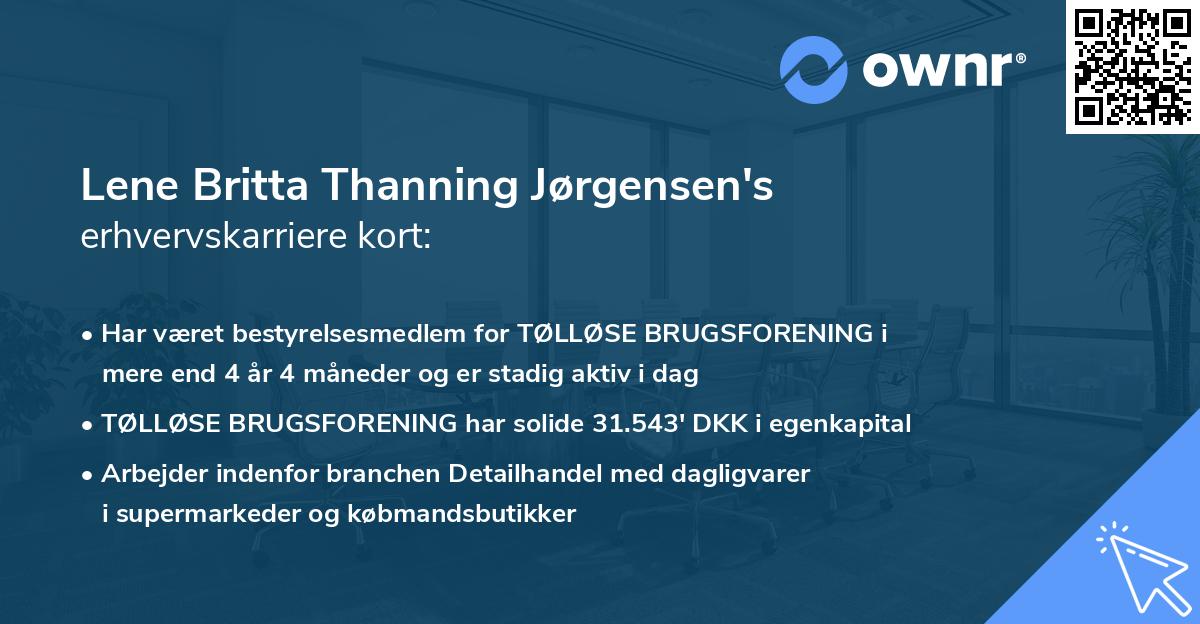 Lene Britta Thanning Jørgensen's erhvervskarriere kort