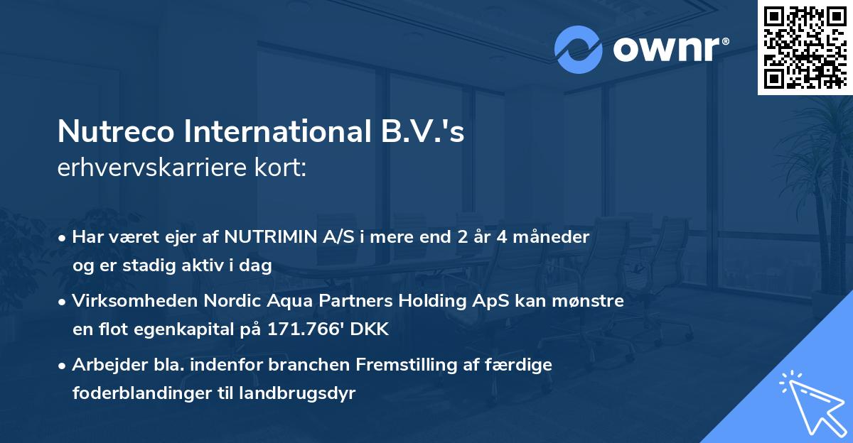 Nutreco International B.V.'s erhvervskarriere kort