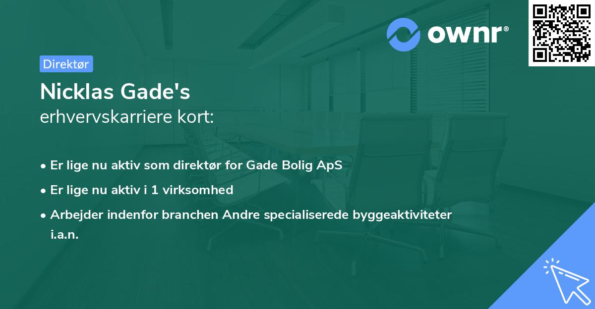 Nicklas Gade's erhvervskarriere kort