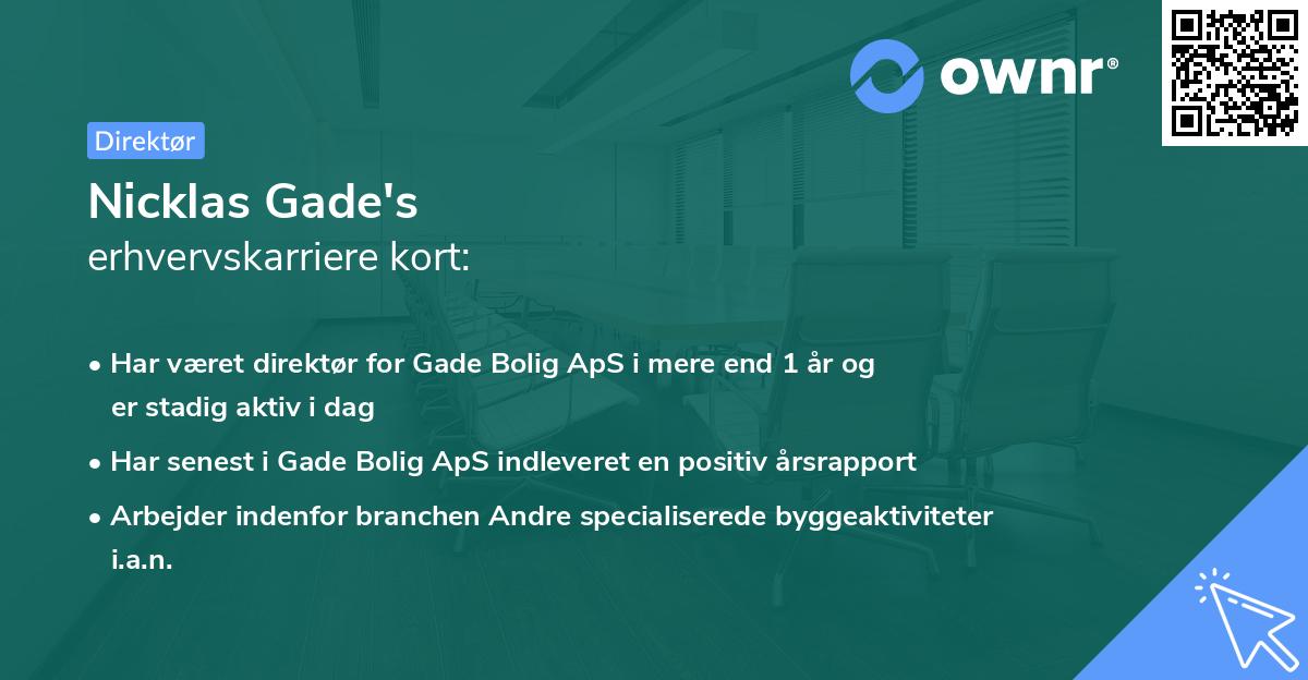 Nicklas Gade's erhvervskarriere kort