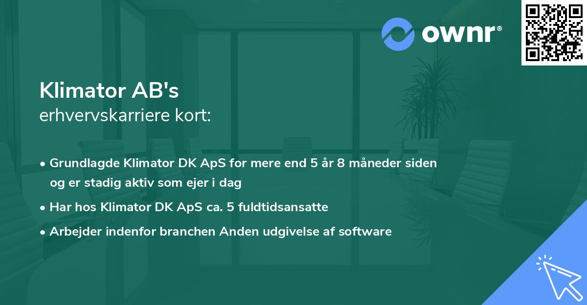 Klimator AB's erhvervskarriere kort