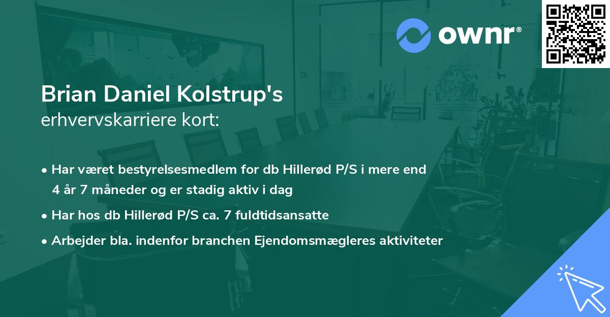 Brian Daniel Kolstrup's erhvervskarriere kort