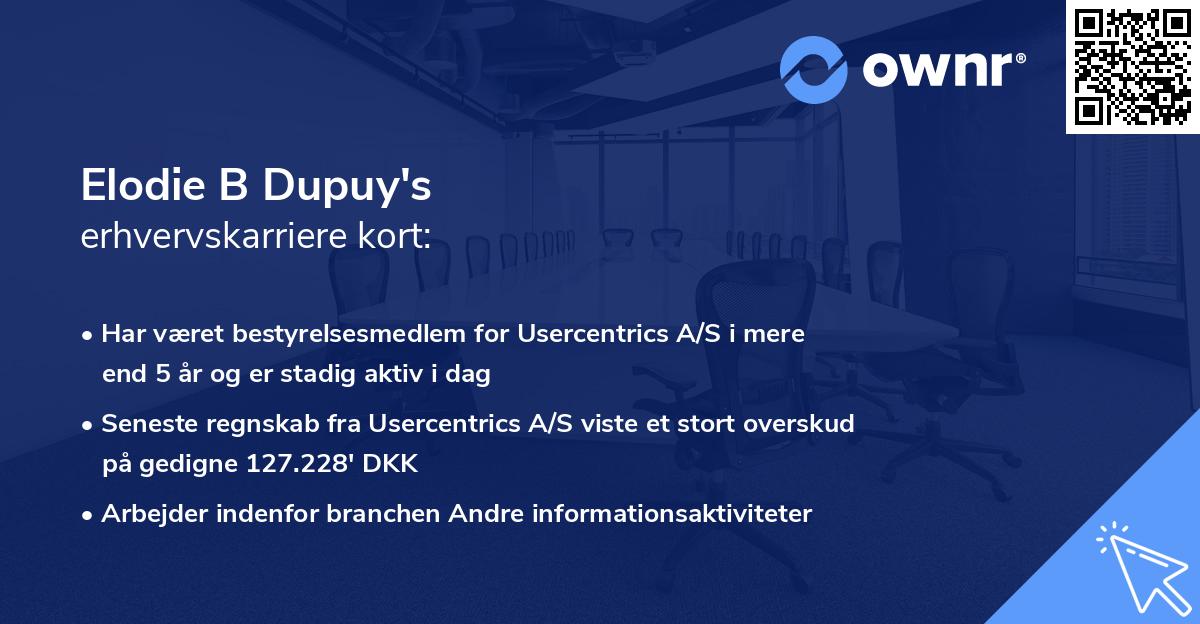 Elodie B Dupuy's erhvervskarriere kort