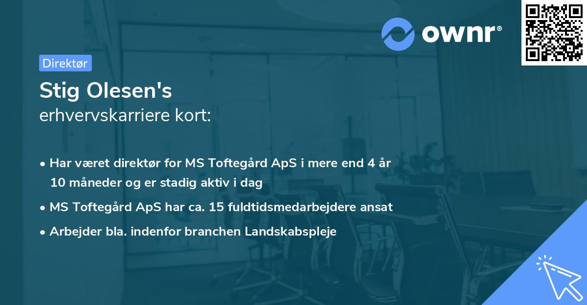 Stig Olesen's erhvervskarriere kort