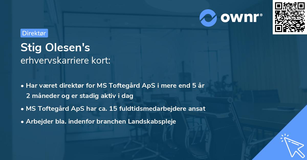 Stig Olesen's erhvervskarriere kort