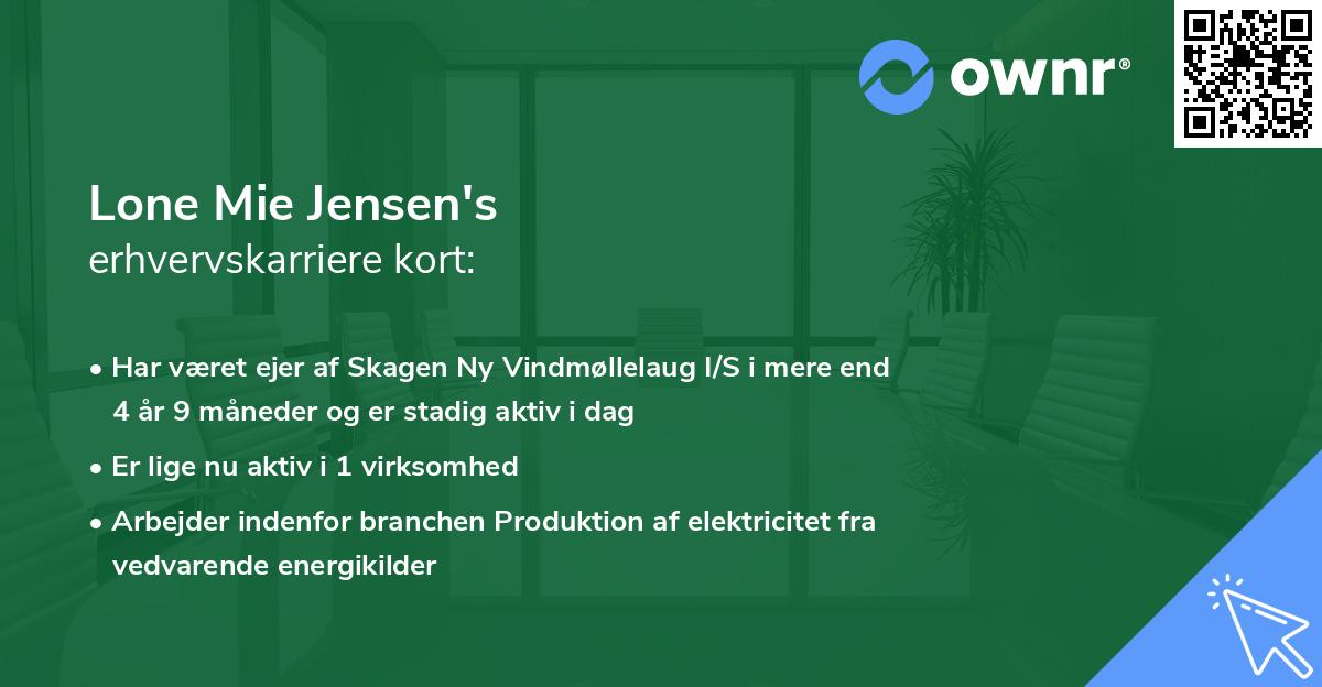 Lone Mie Jensen's erhvervskarriere kort