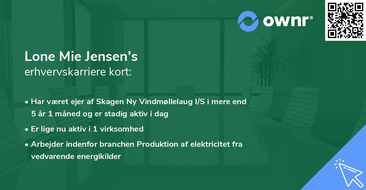 Lone Mie Jensen's erhvervskarriere kort