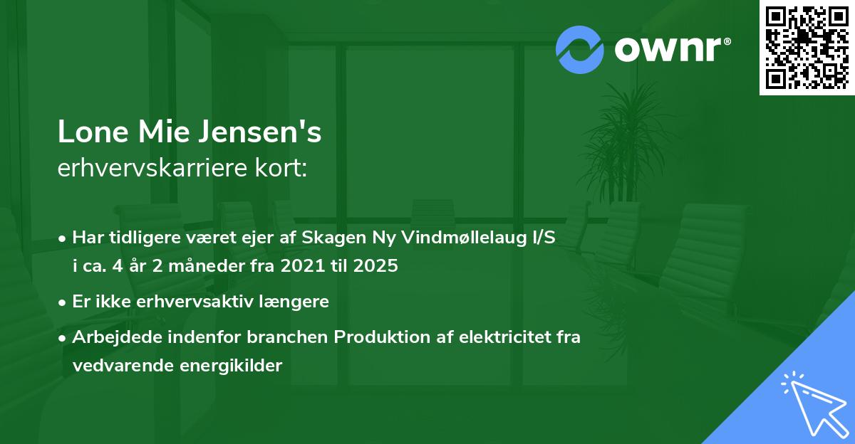 Lone Mie Jensen's erhvervskarriere kort