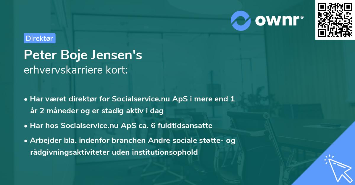 Peter Boje Jensen's erhvervskarriere kort