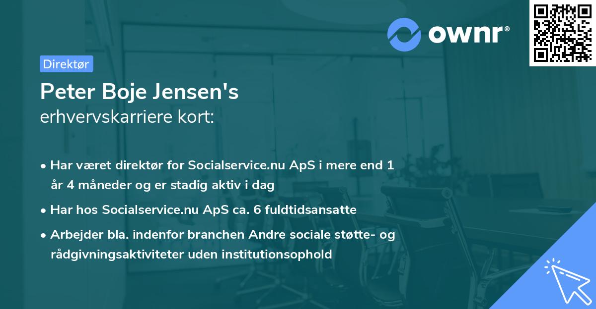 Peter Boje Jensen's erhvervskarriere kort