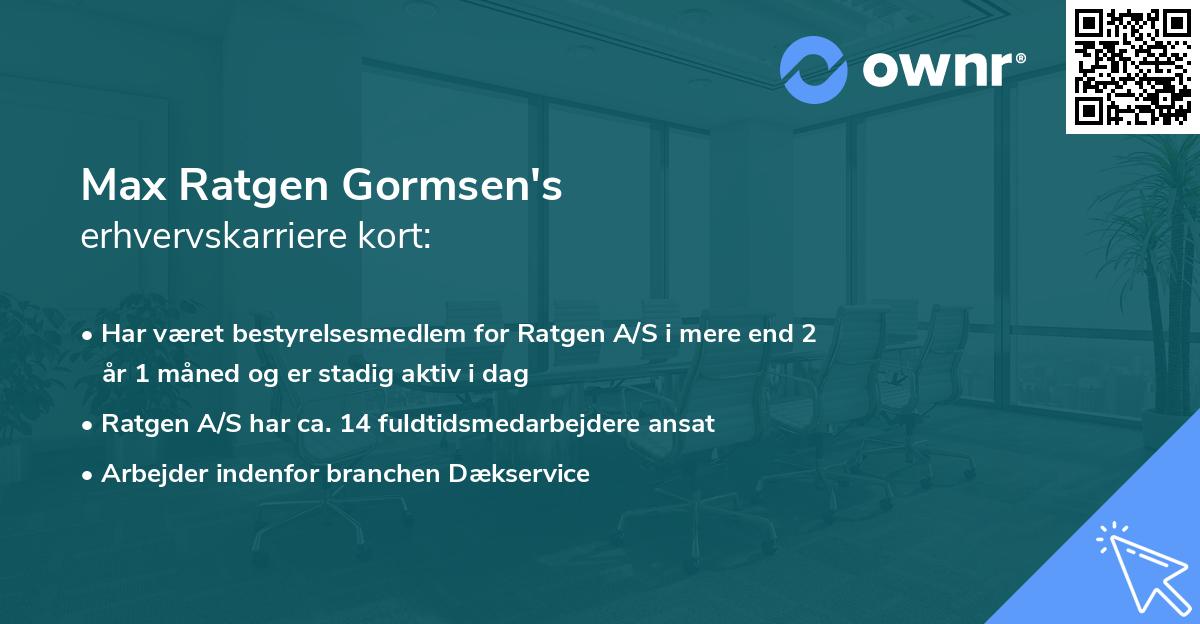 Max Ratgen Gormsen's erhvervskarriere kort
