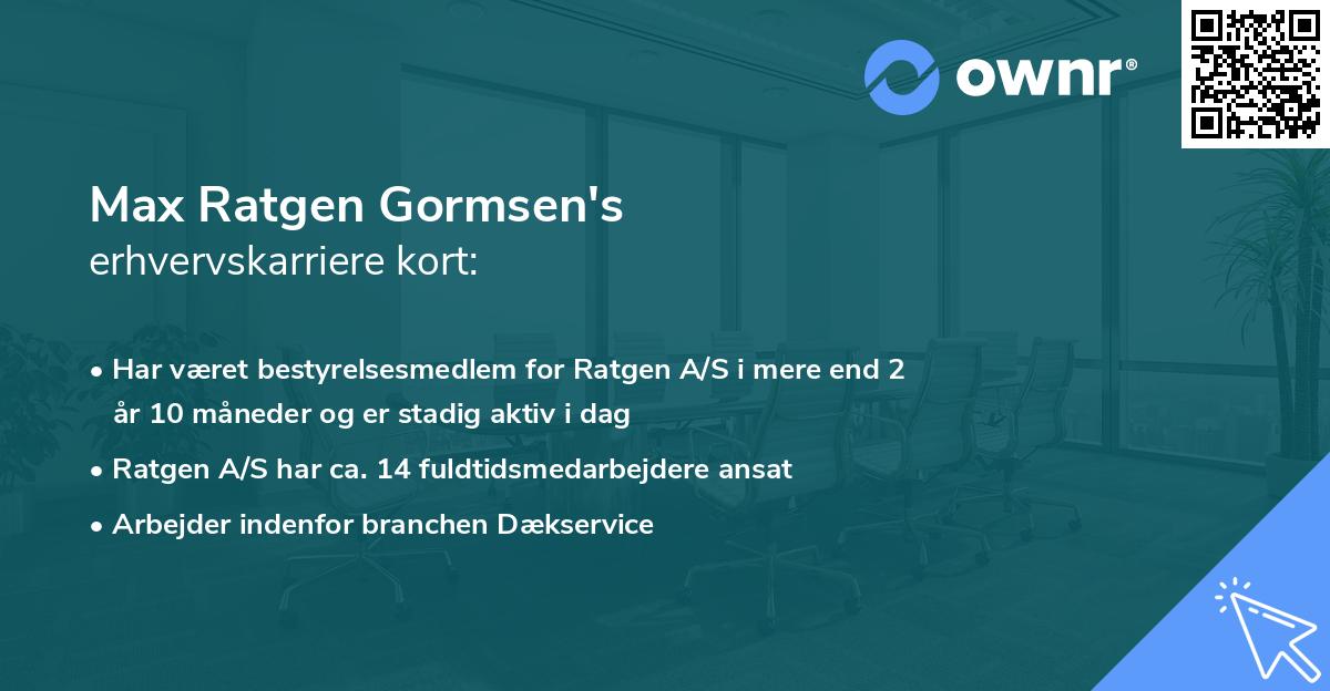 Max Ratgen Gormsen's erhvervskarriere kort