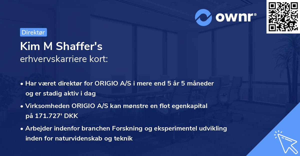 Kim M Shaffer's erhvervskarriere kort