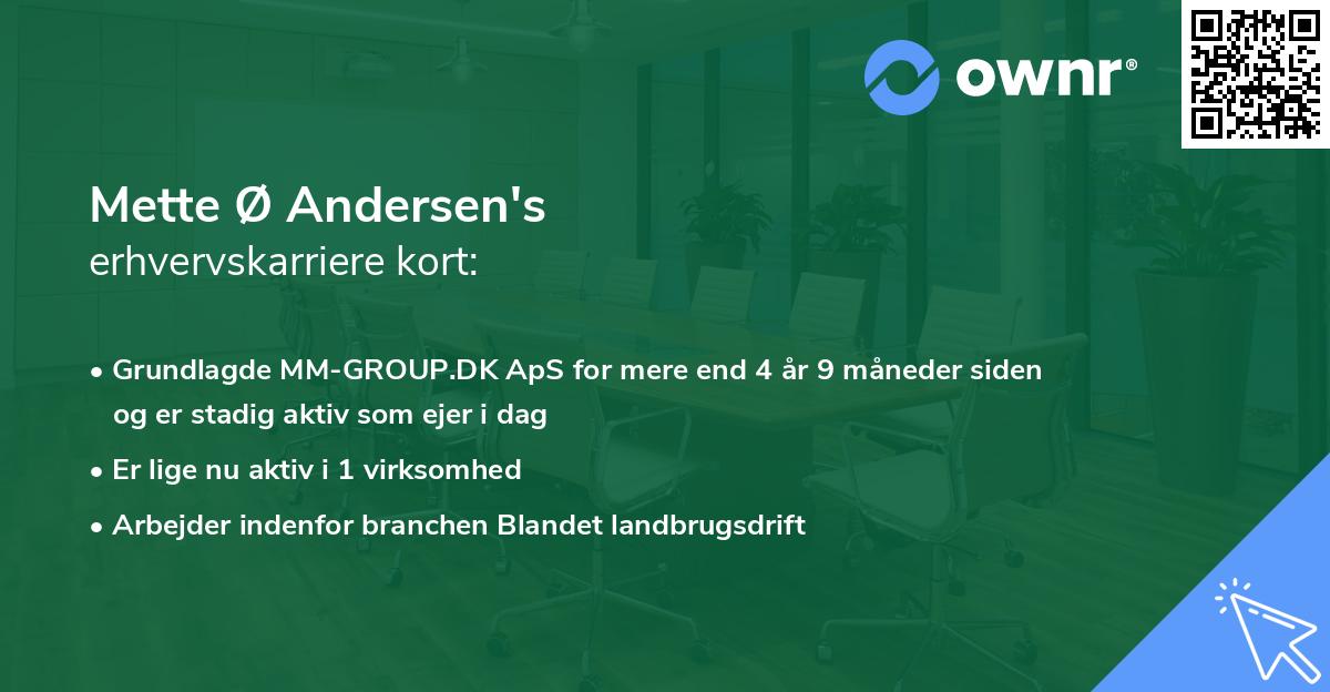 Mette Ø Andersen's erhvervskarriere kort