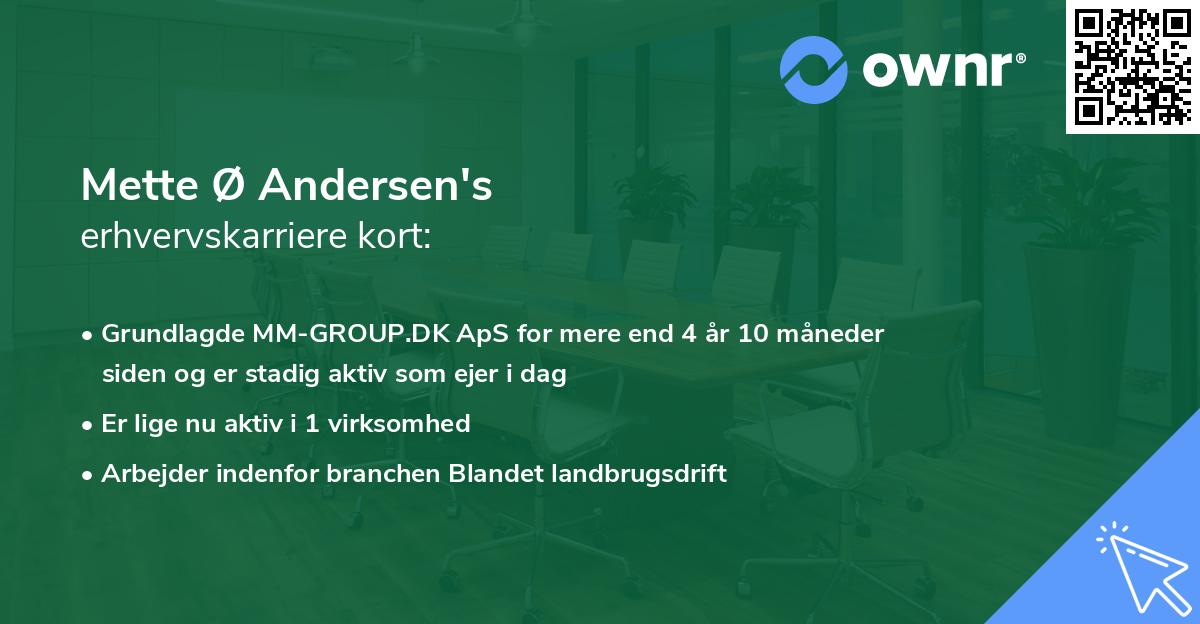 Mette Ø Andersen's erhvervskarriere kort