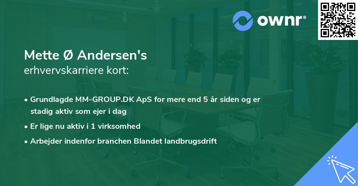 Mette Ø Andersen's erhvervskarriere kort