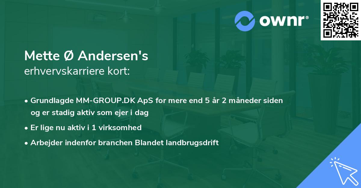 Mette Ø Andersen's erhvervskarriere kort