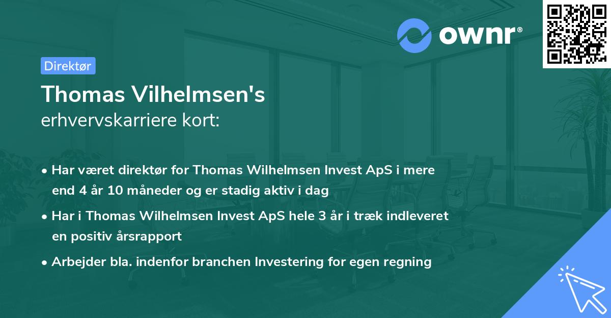 Thomas Vilhelmsen's erhvervskarriere kort