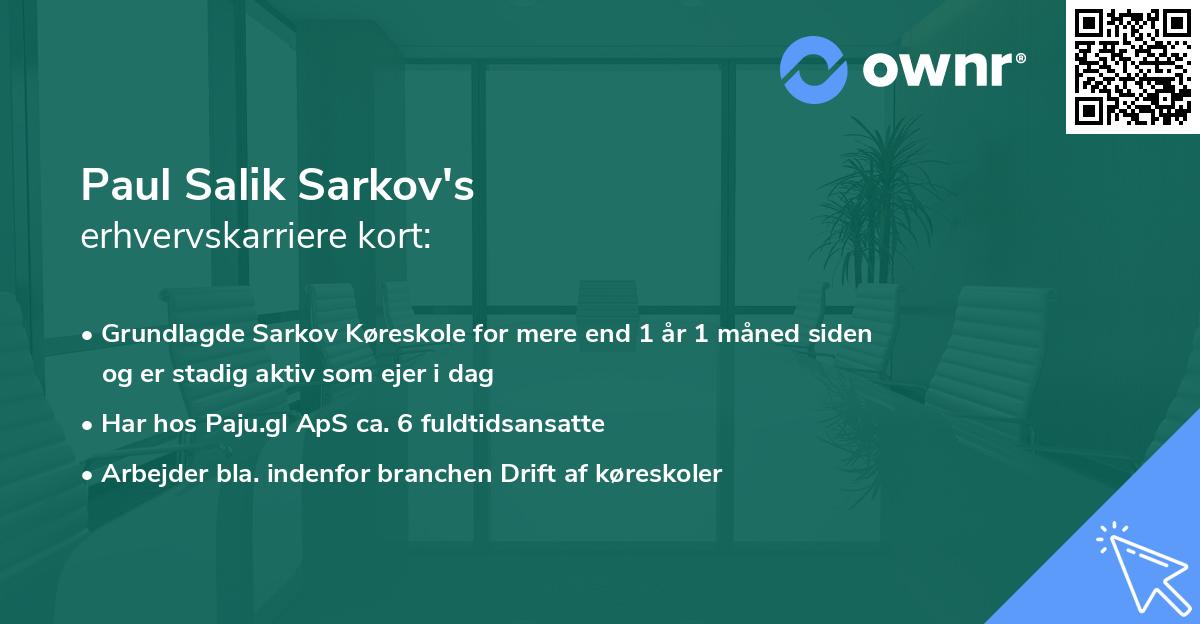 Paul Salik Sarkov's erhvervskarriere kort