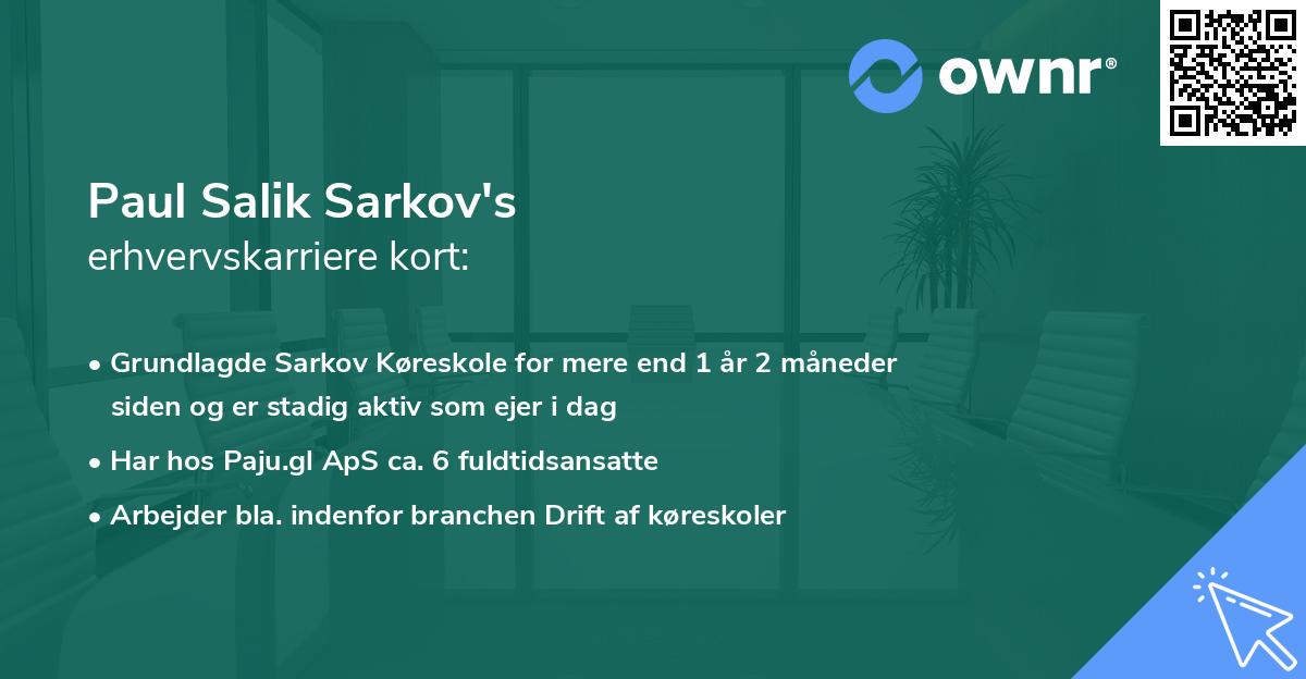 Paul Salik Sarkov's erhvervskarriere kort