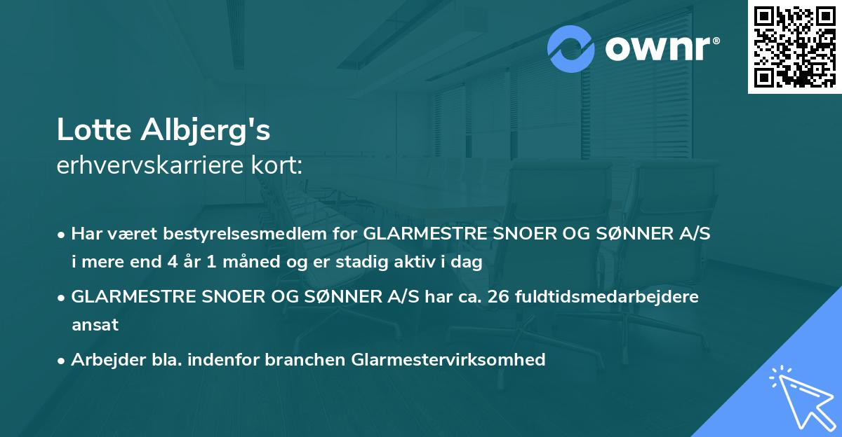 Lotte Albjerg's erhvervskarriere kort