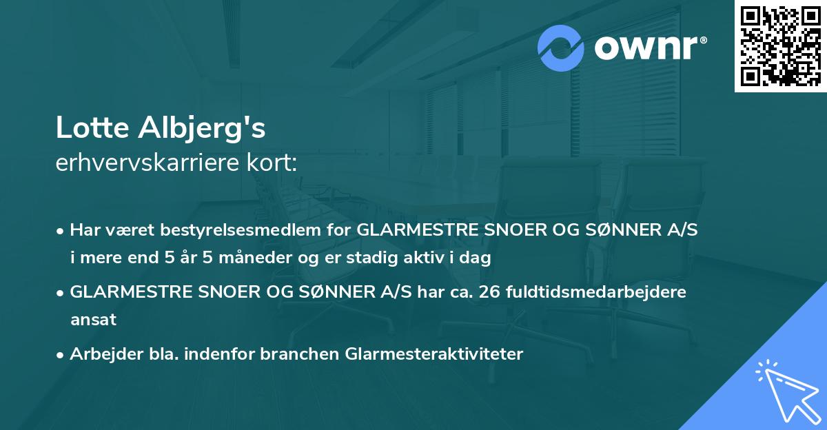 Lotte Albjerg's erhvervskarriere kort