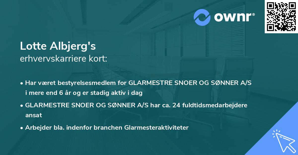Lotte Albjerg's erhvervskarriere kort