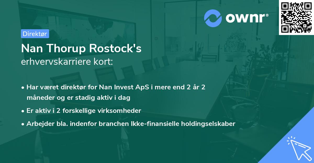 Nan Thorup Rostock's erhvervskarriere kort