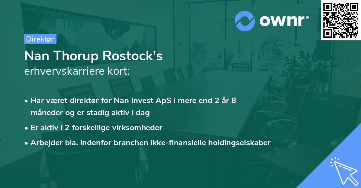 Nan Thorup Rostock's erhvervskarriere kort