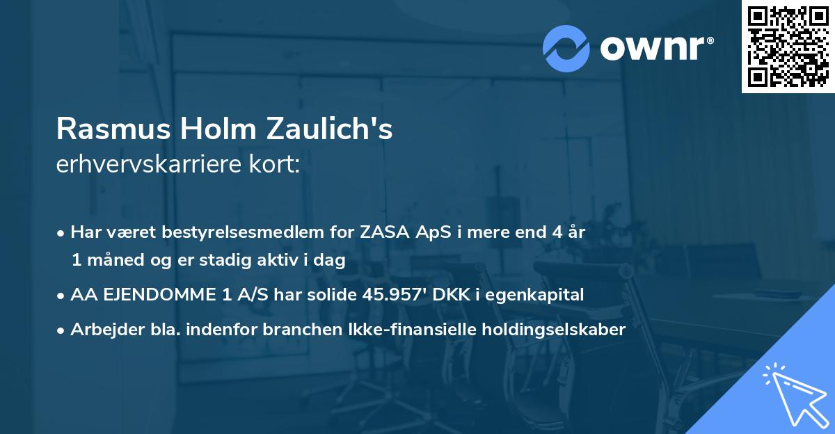 Rasmus Holm Zaulich's erhvervskarriere kort