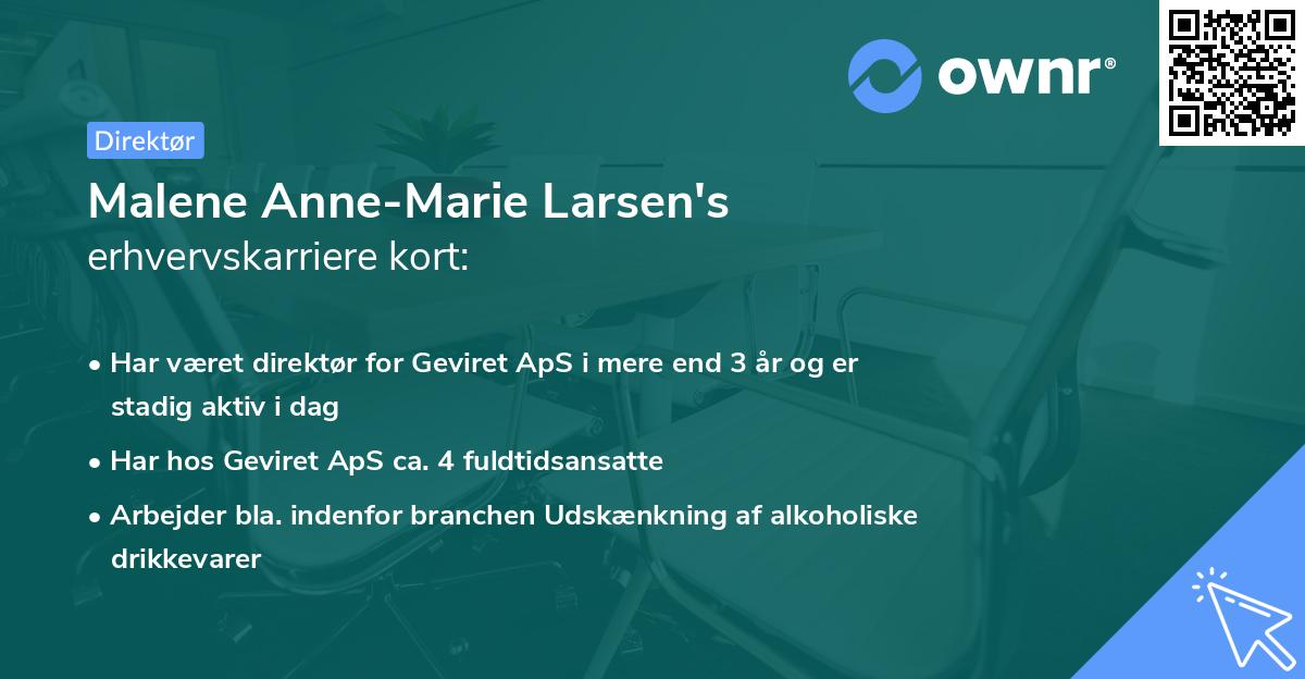 Malene Anne-Marie Larsen's erhvervskarriere kort