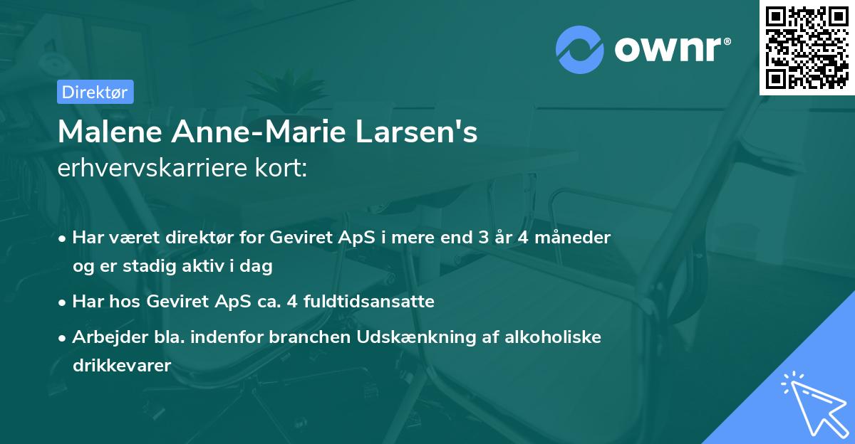 Malene Anne-Marie Larsen's erhvervskarriere kort