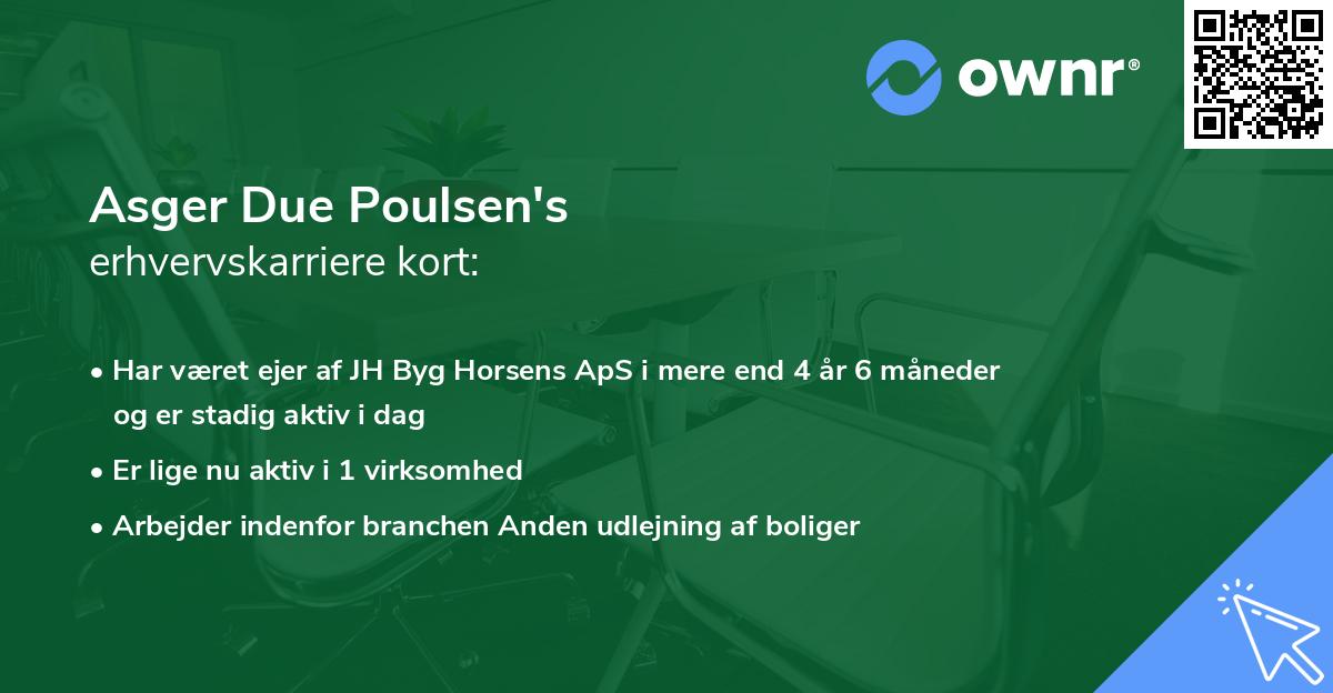 Asger Due Poulsen's erhvervskarriere kort