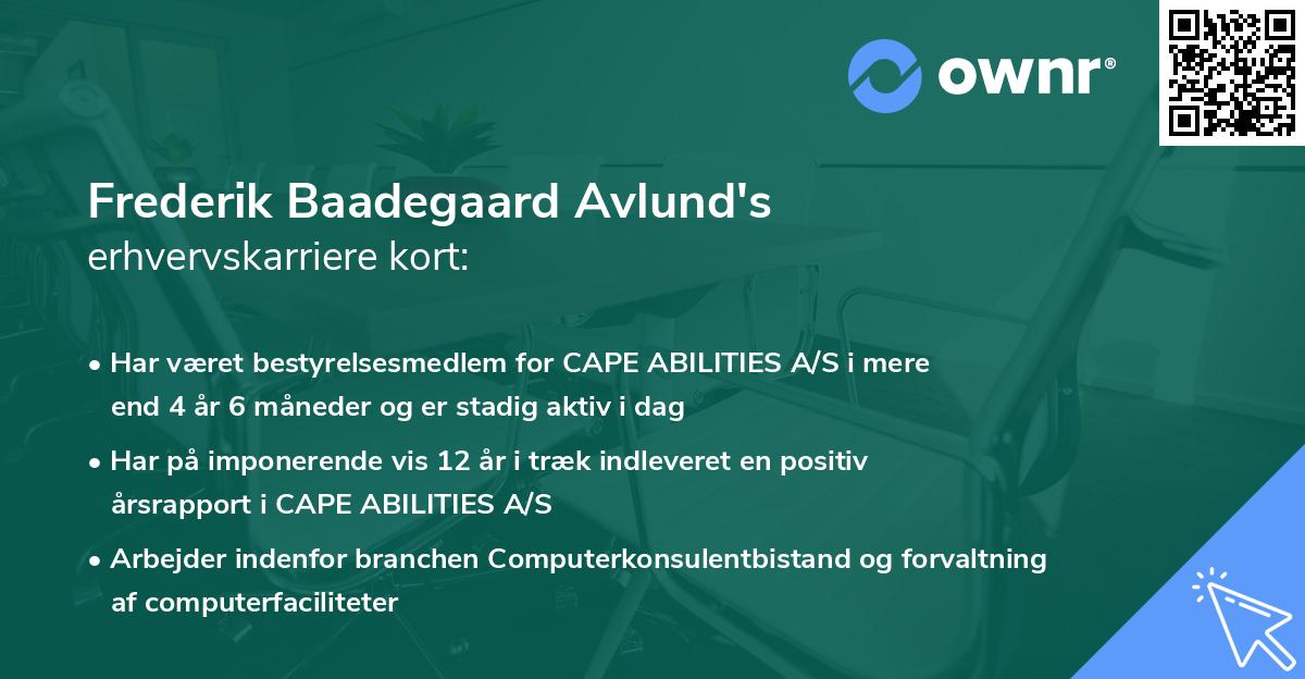 Frederik Baadegaard Avlund's erhvervskarriere kort