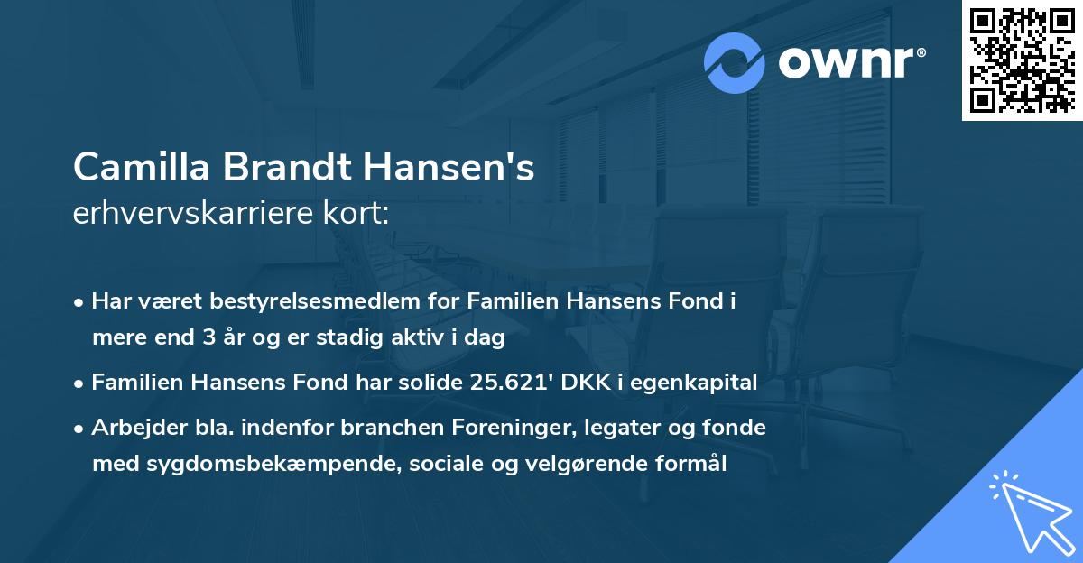 Camilla Brandt Hansen's erhvervskarriere kort