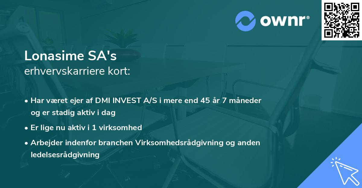 Lonasime SA's erhvervskarriere kort