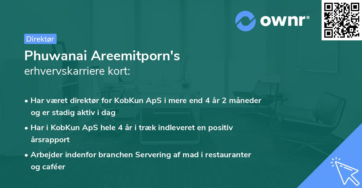 Phuwanai Areemitporn's erhvervskarriere kort