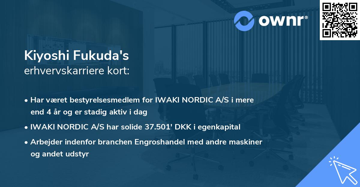 Kiyoshi Fukuda's erhvervskarriere kort